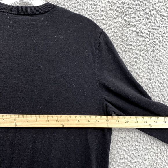 Theory Sweater Women's Medium Black Fitted Crew Neck Luxe Merino Wool Preppy 90s - Picture 8 of 11